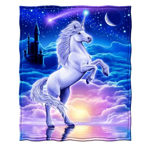 WIHVE Bedding Blanket Throw Size Cute Mermaid Unicorn Cat Rainbow Bed Blanket Soft Fuzzy Microfiber Blanket 50 x 60 Inch 